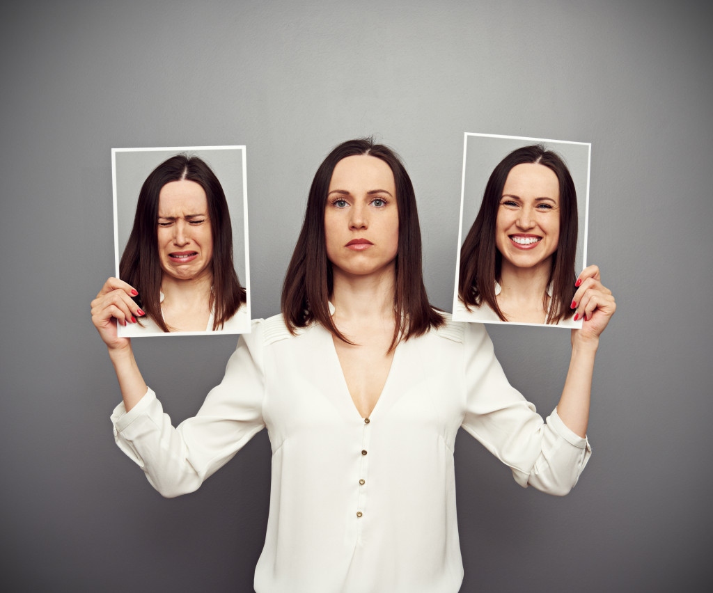 woman hiding her emotions