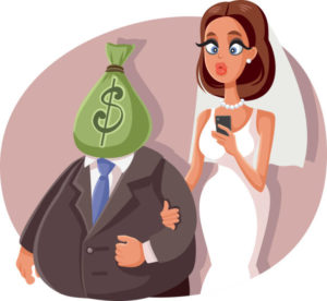Younger bride and wealthy older groom tying the knot - image gold-digger-300x276 on https://thedreamcatch.com